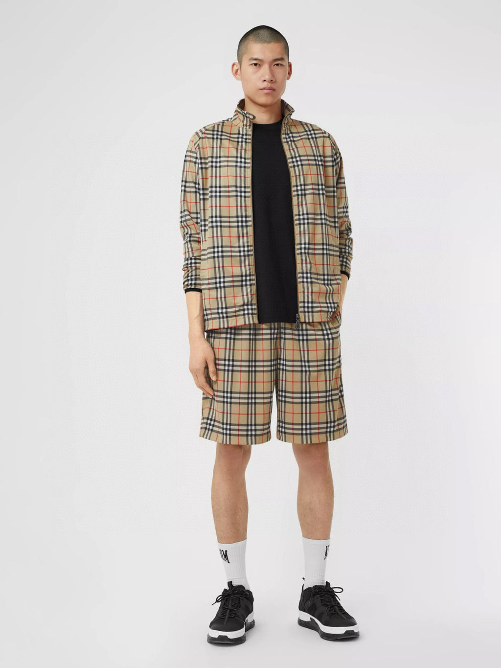 Burberry Men's Summer Colour Block Check Full Print Mid Waist Elasticated Shorts Pants #99212