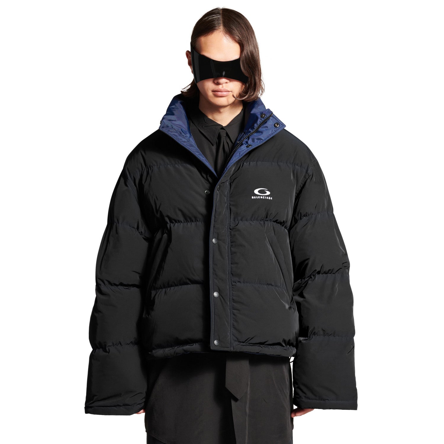Balenciaga Women's Autumn and Winter Solid Color Reversible Letter Logo Pattern Printed Long Sleeve Puffer Down Jacket #73839