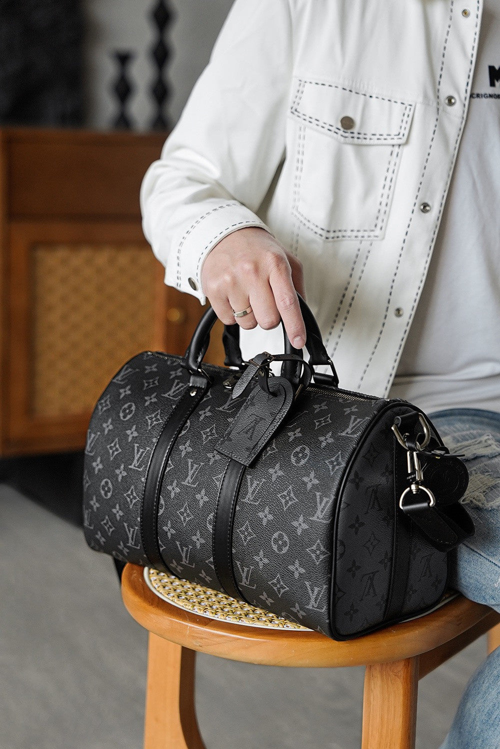 Louis Vuitton Keepall Bandoulière 35 Monogram Eclips M46655 #333846