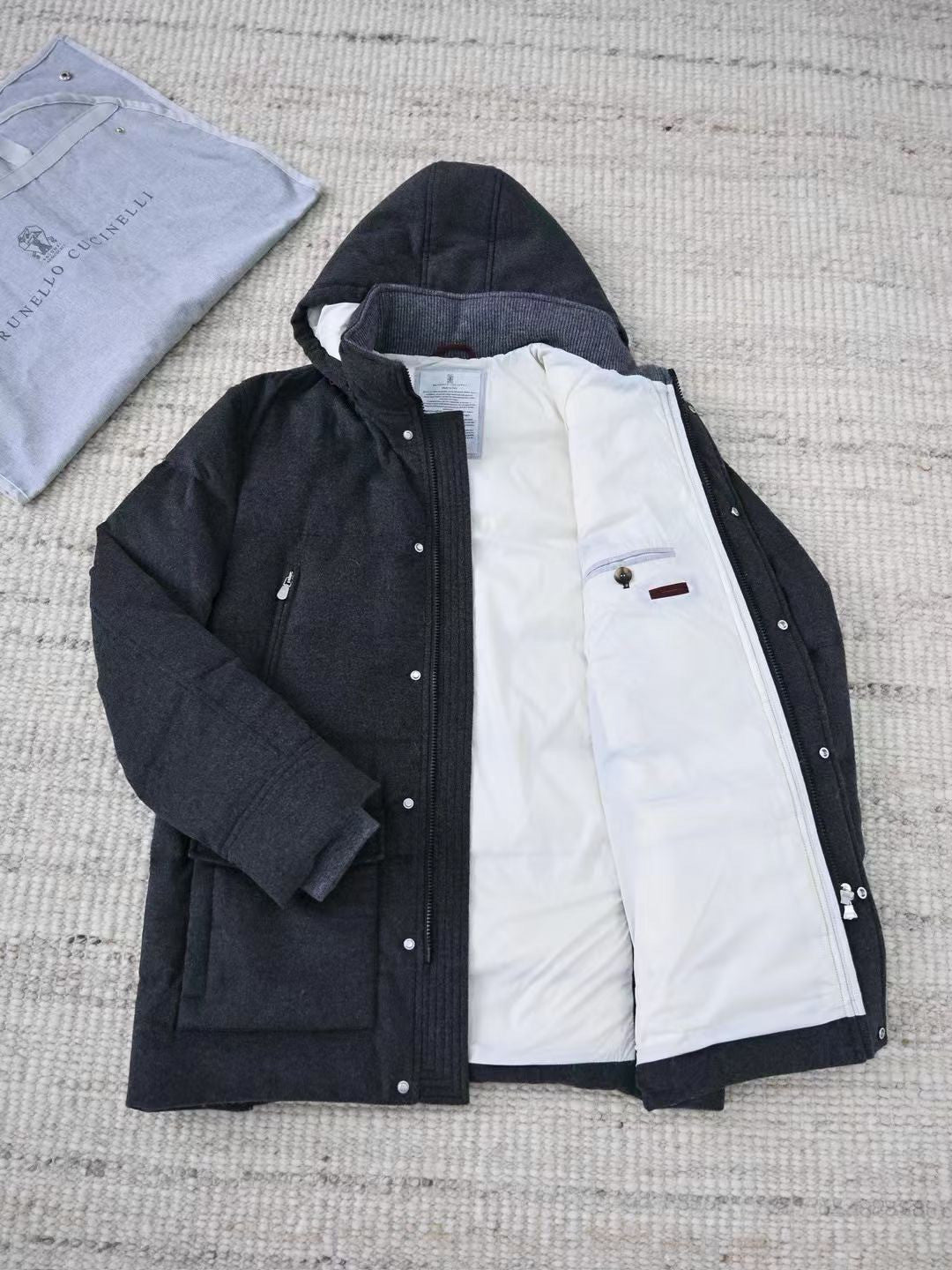 Brunello Cucinelli Men's Wool Down Jacket Gray #334783