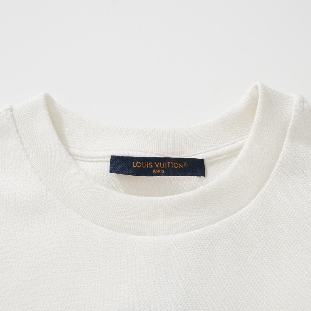 Louis Vuitton Men's Summer Solid Colour Pocket Round Neck Cotton Short Sleeve T-Shirt #99494