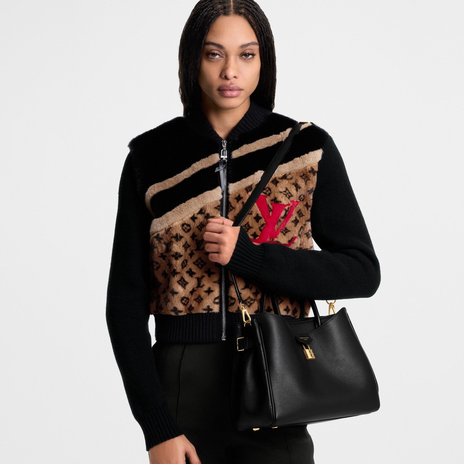 Louis Vuitton Vendôme Small Handbag Vendome  M26502 Black M27040 Gray Chip Cowhide Leather Fashionable Modern Clutch Tote Crossbody Bag Bags #195567