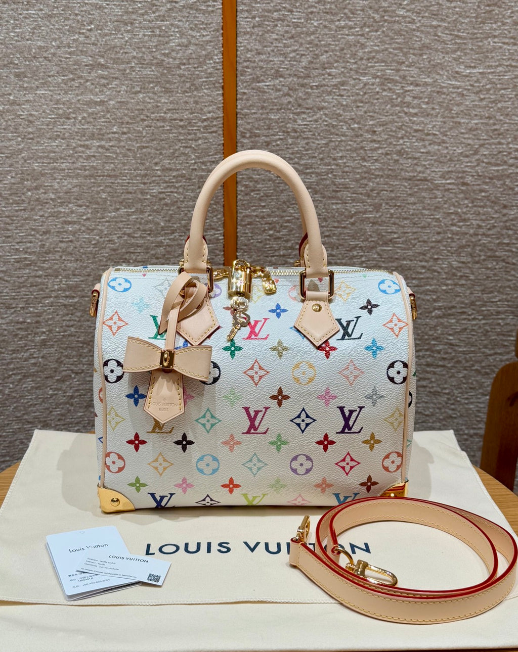 Louis Vuitton Lv X Tm Speedy Bandoulière 25 Women's Colorful Monogram Print Adjustable Detachable Strap Leather Shoulder Crossbody Bag Tote Bags #75434