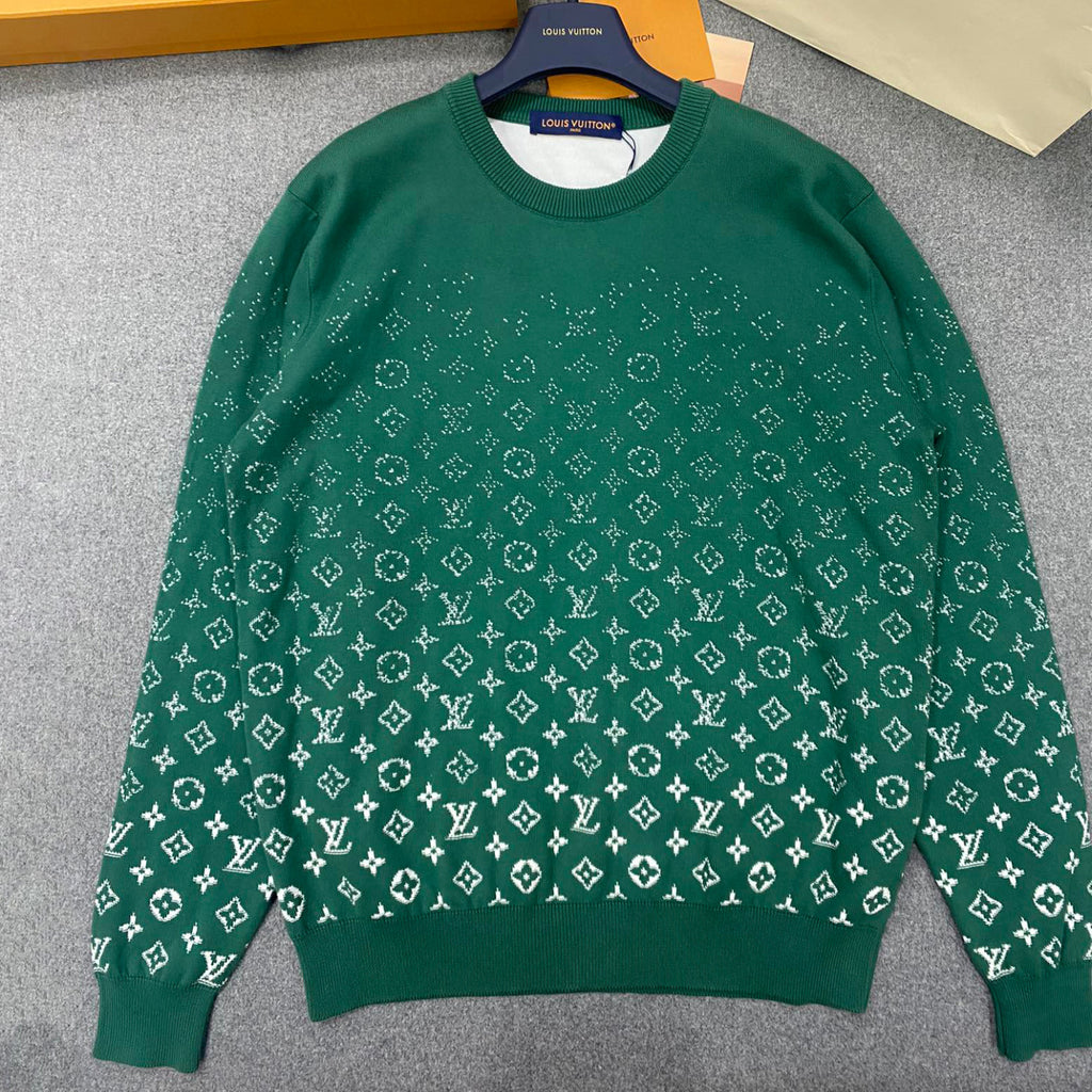 Louis Vuitton Men's Spring/Fall Fashion Casual Classic Vintage Floral Gradient Round Neck Knit Sweater #78733