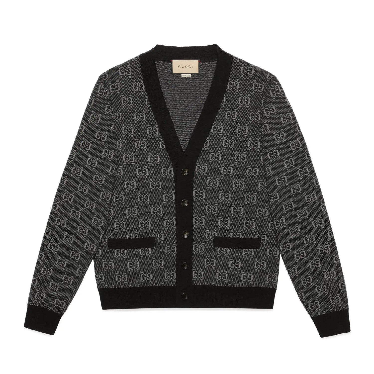 Gucci Men's Spring And Fall Letter Print Single Breasted V-neck Wool Long Sleeved Knit Sweater Jacket #73613