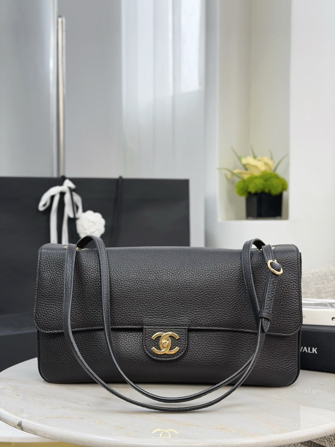 Chanel 26s Black And Silver Grained Calfskin Cf Maxi Flap Crossbody Bag Stylish Sophisticated And Elegant Available In Multiple Colours Lady Bags AS6231 #84387A