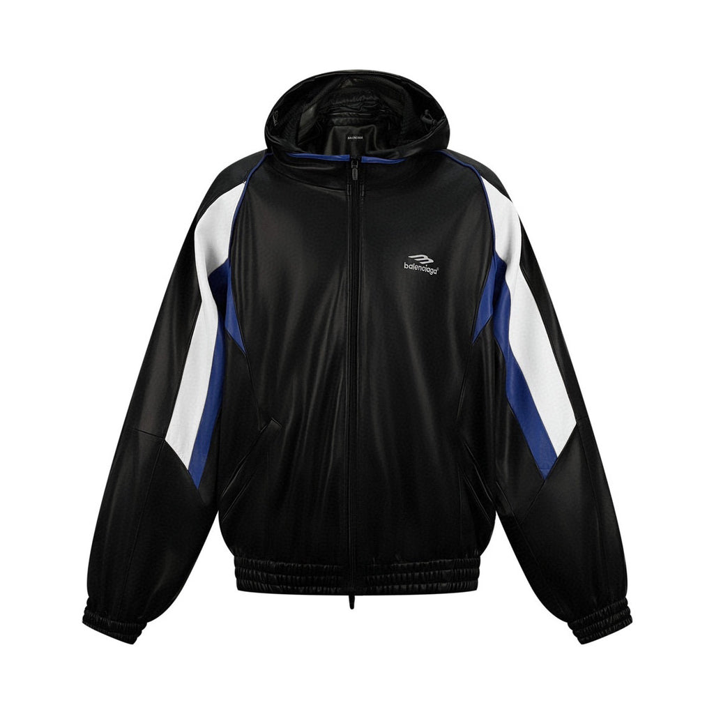 Balenciaga Leather Hooded Zip Jacket #96691
