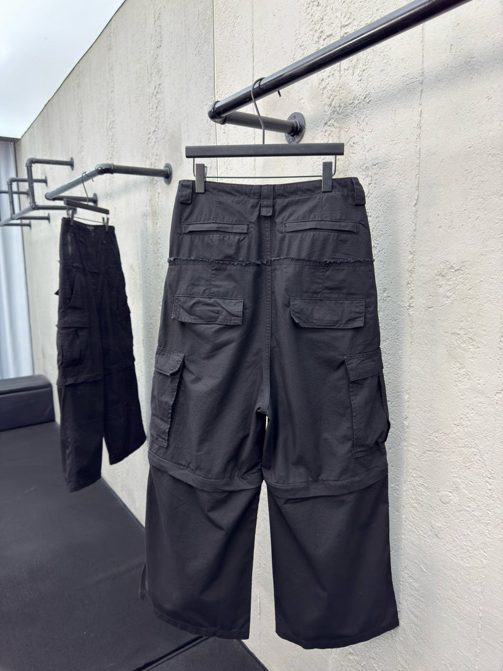 Balenciaga Men's and Women's Spring/Autumn Solid Colour Loose-Fit Wide-Leg Patchwork Work Trousers Pants #77959