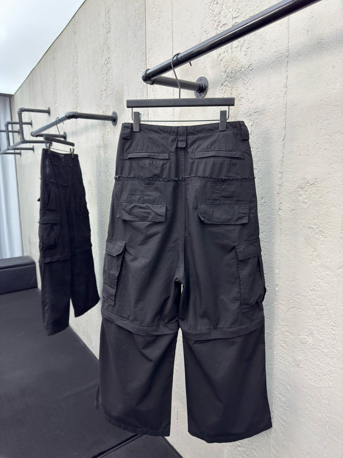 Balenciaga Men's and Women's Spring/Autumn Solid Colour Loose-Fit Wide-Leg Patchwork Work Trousers Pants #77959