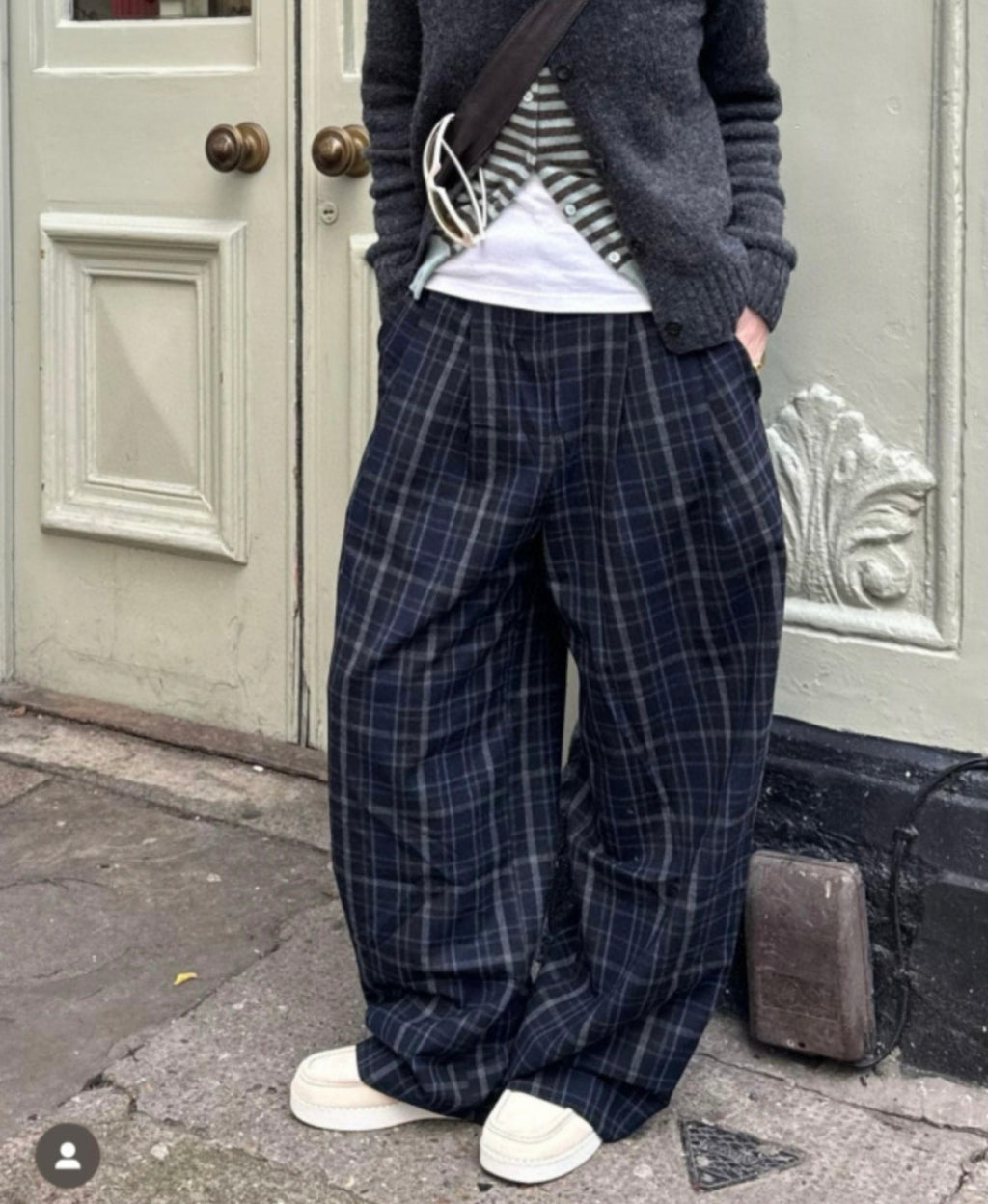 Balenciaga Men's Checkered Elastic Waist Flannel Baggy Pants Four Seasons Solid Color Cotton Casual Trouser Ngvp #1361