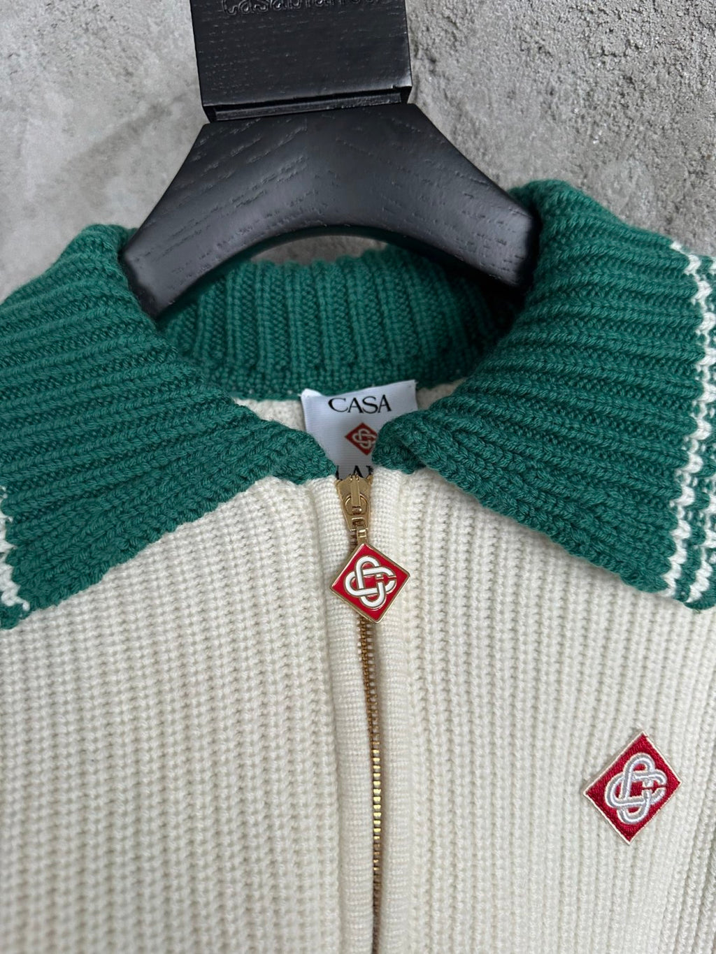 Casablanca Men's And Women's Spring/fall Fashion Casual Collared Half-zip Logo Wool Knit Sweater #78495