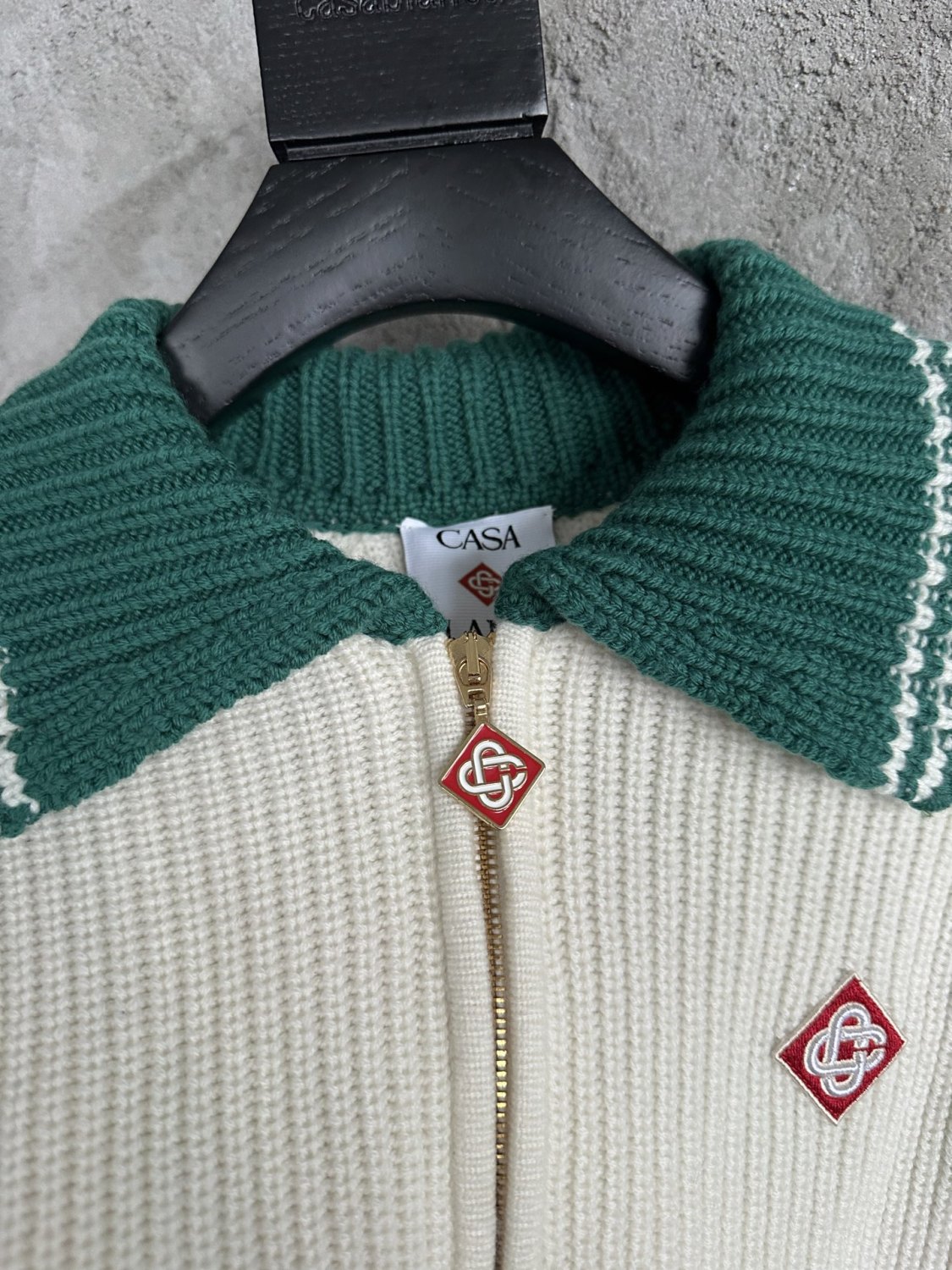 Casablanca Men's And Women's Spring/fall Fashion Casual Collared Half-zip Logo Wool Knit Sweater #78495