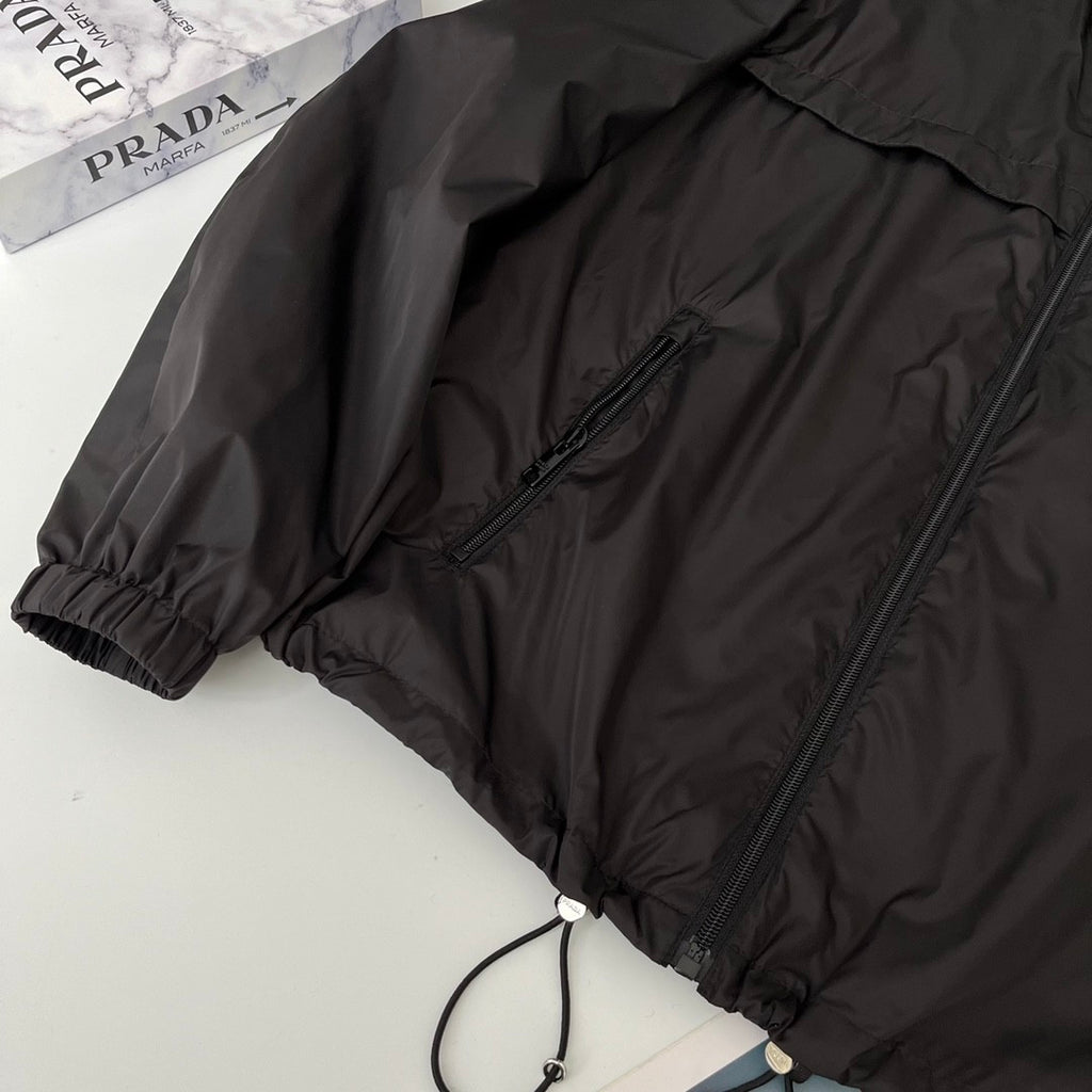 Prada Men's Spring and Summer Fashion Solid Color Zipper Long Sleeve Hooded Jacket #73389