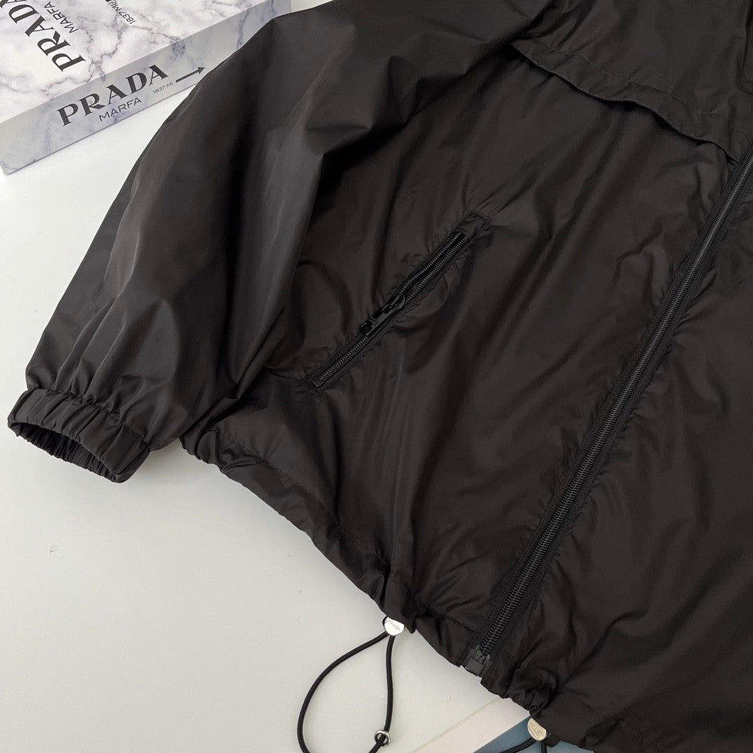 Prada Men's Spring and Summer Fashion Solid Color Zipper Long Sleeve Hooded Jacket #73389