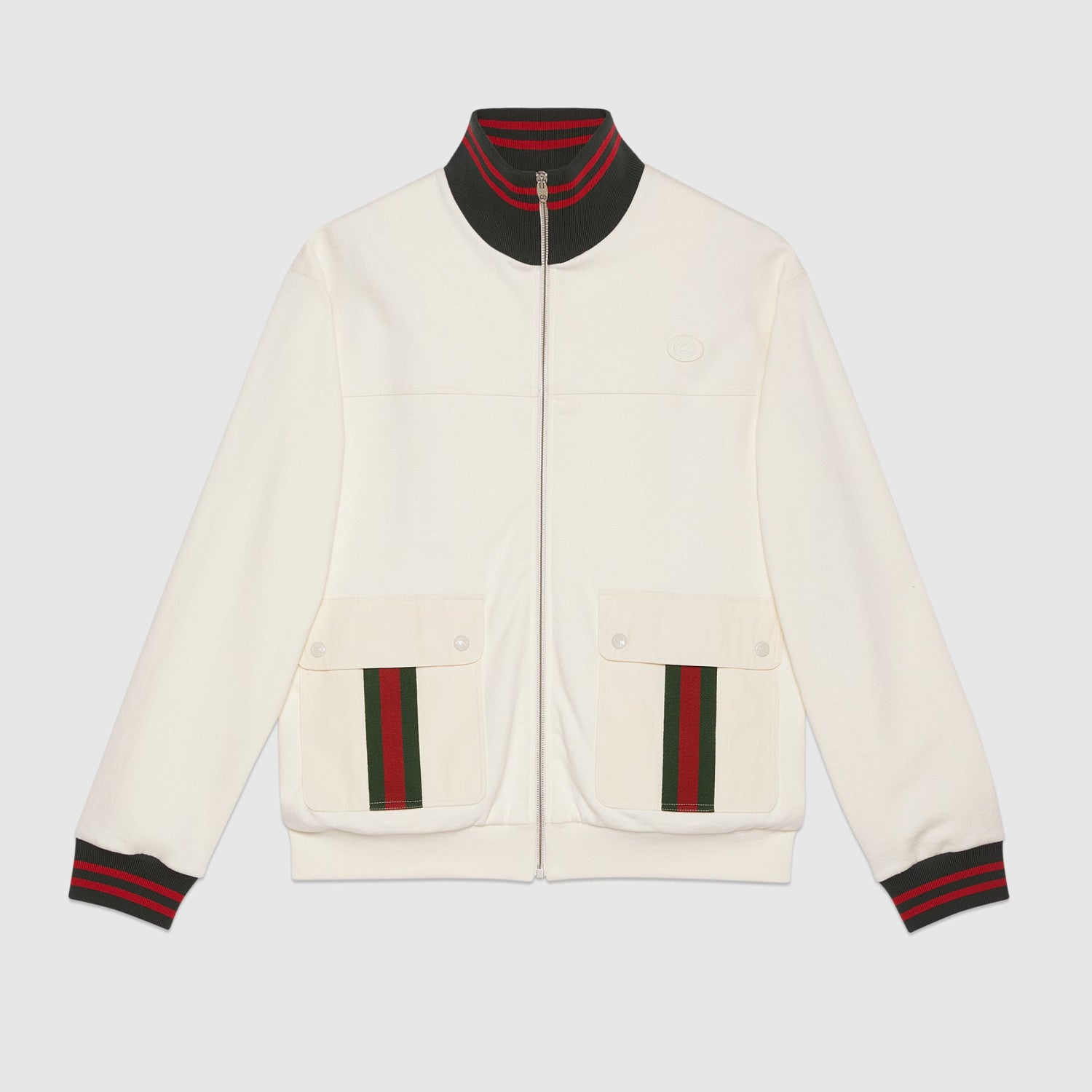 Gucci Men's Autumn Striped Standing Collar Zipper Cotton Fitted Long Sleeve Solid Color Jacket #71452