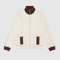 Gucci Men's Autumn Striped Standing Collar Zipper Cotton Fitted Long Sleeve Solid Color Jacket #71452