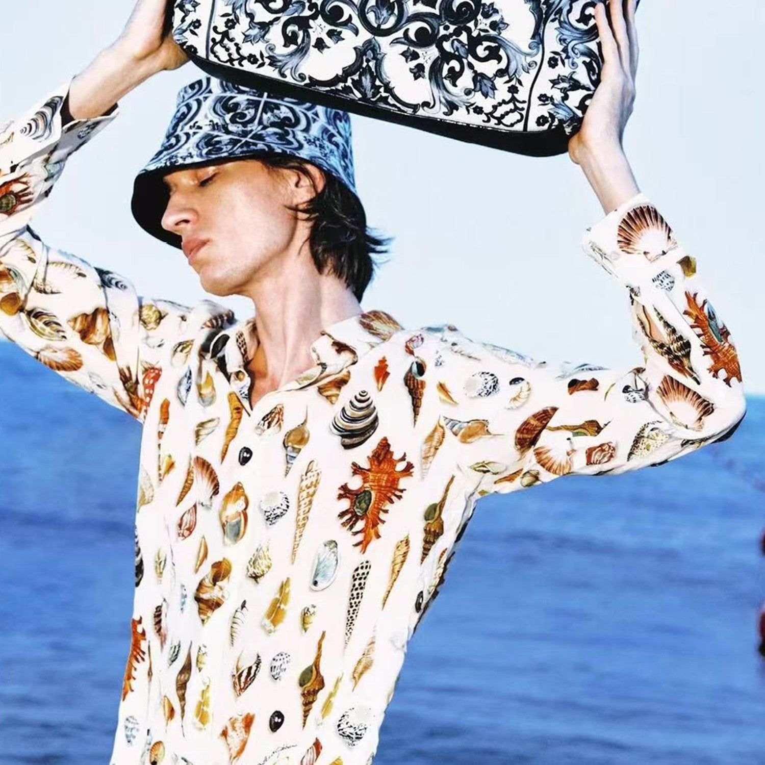 Dolce&Gabbana Shell Printed Silk Martini Shirt Men's Spring And Summer Long Sleeve Single Breasted Fashion Elegant Casual Shirt Ngvp #1978