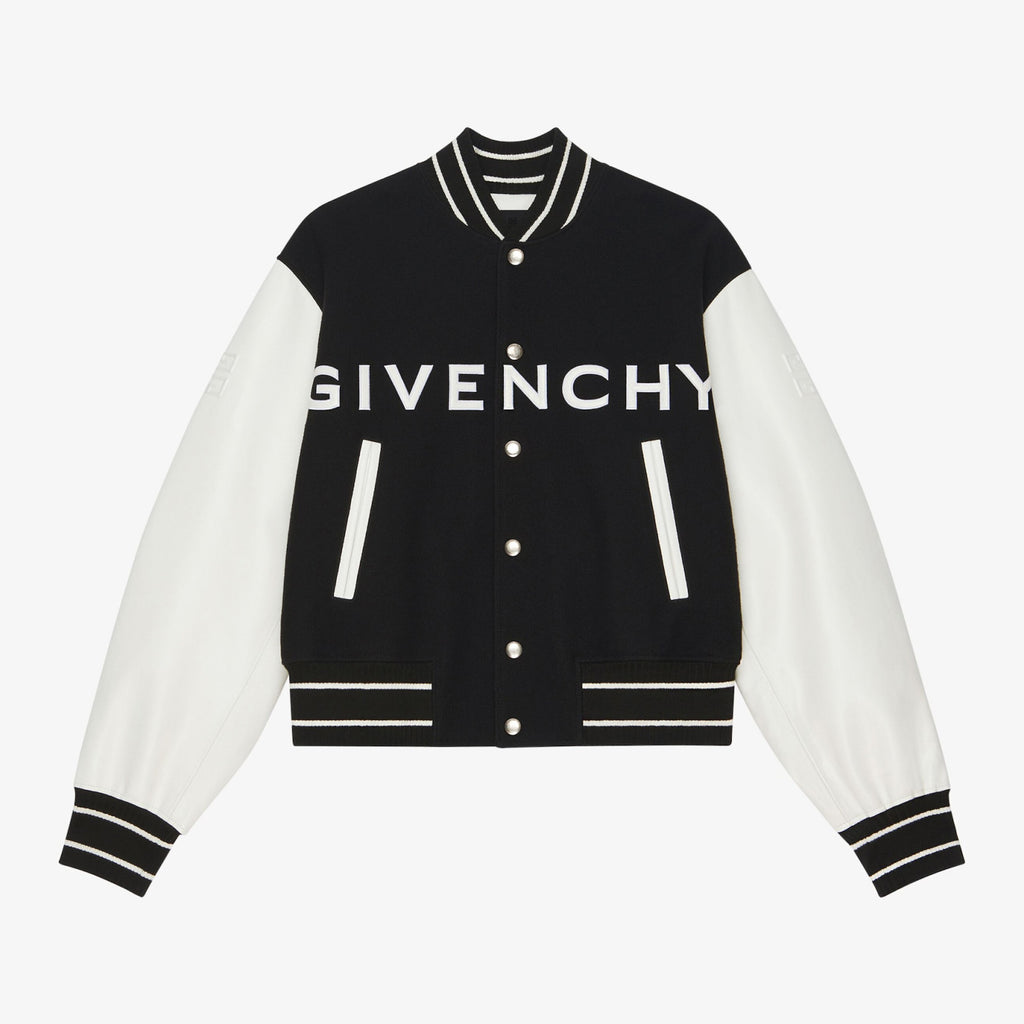Givenchy Men's Autumn and Winter Color Blocking Single Breasted Wool and Leather Hooded Jacket #98878