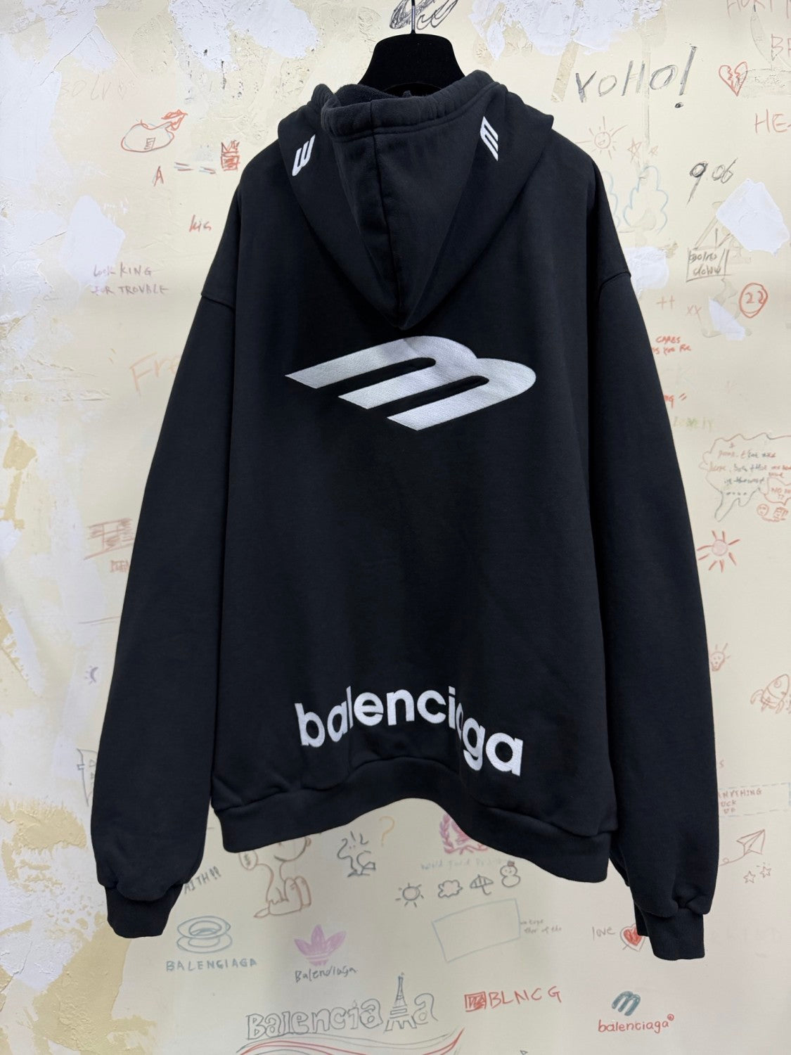 Balenciaga Top-quality Version Men's 3b Sports Icon Half-zip Hoodie in Washed #336946