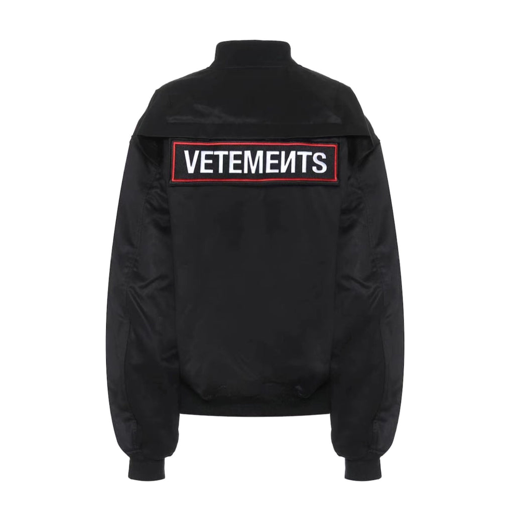 Vetements Men's Autumn and Winter Solid Color Embroidered Letter Label Zipper Long Sleeve Cotton Jacket #74251