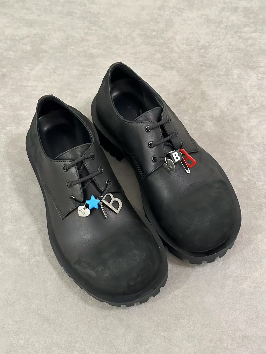 Balenciaga Men's Hummer Derbie In Black Lace-up Large-head Pendant Leather Shoes Fashionable And Trendy Casual Thick-soled Shoes Ngvp #2245