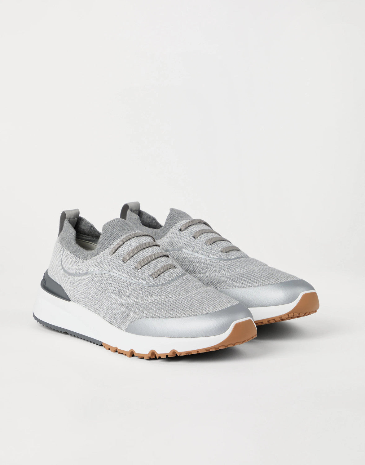 Brunello Cucinelli Men's Four-Season Techno Cotton Knit Runners With Heat-Bonded Details Solid-Color Low-Top Thick-Sole Sneakers Casual Shoes Ngvp #2712