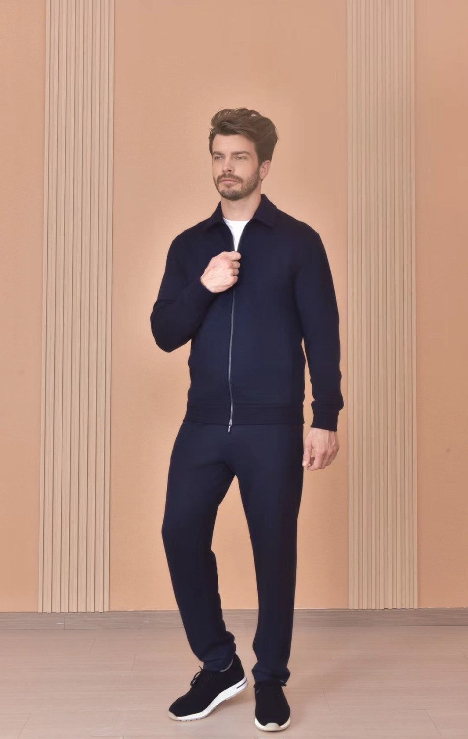 Loro Piana Men's The Gift of Kings® Blackrock Bomber Coat Long Sleeve Zipper Lapel Jacket Casual Solid Pants Set Ngvp #9645