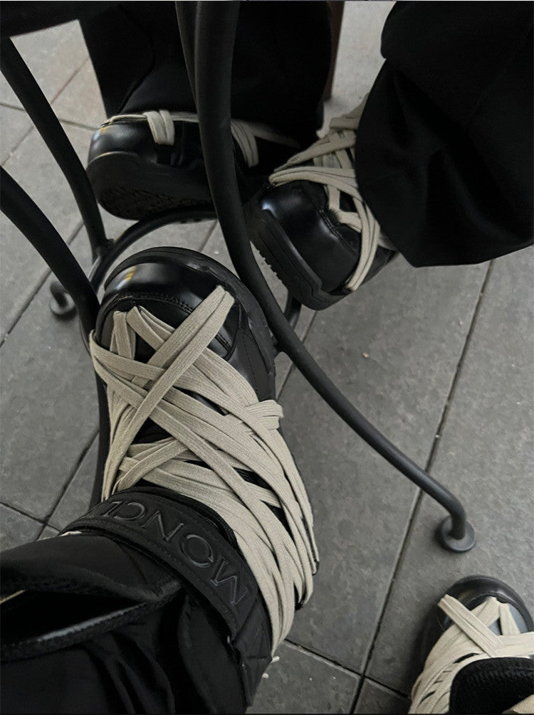 Moncler X Rick Owens Men's Women's Lace-up Thick Bottom Warm Snow Boots Autumn and Winter Solid Color Round Toe Shoes Ngvp #1531