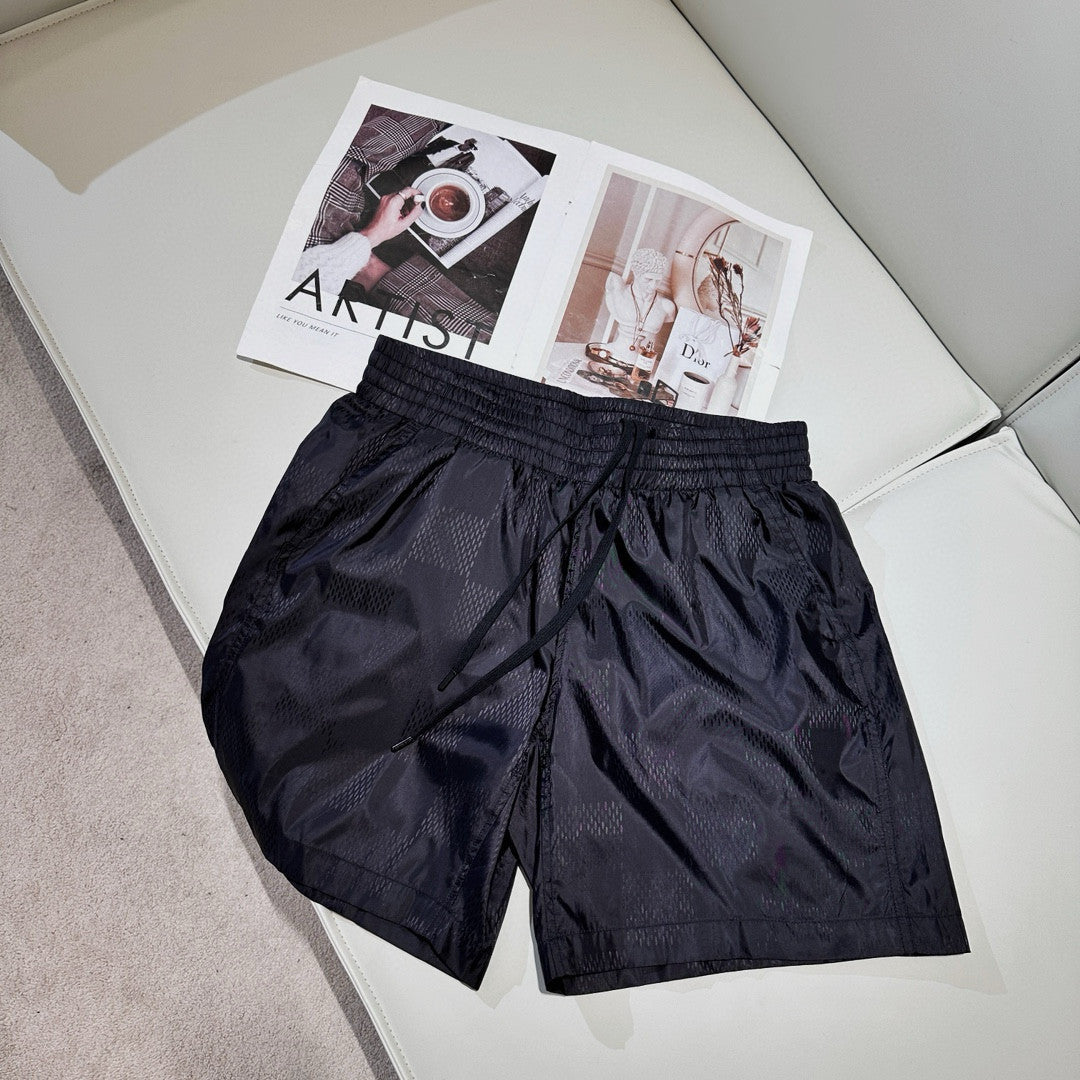 Louis Vuitton Men's Summer Solid Color Subtle Pattern Elastic Tech Fabric Beach Shorts #77952