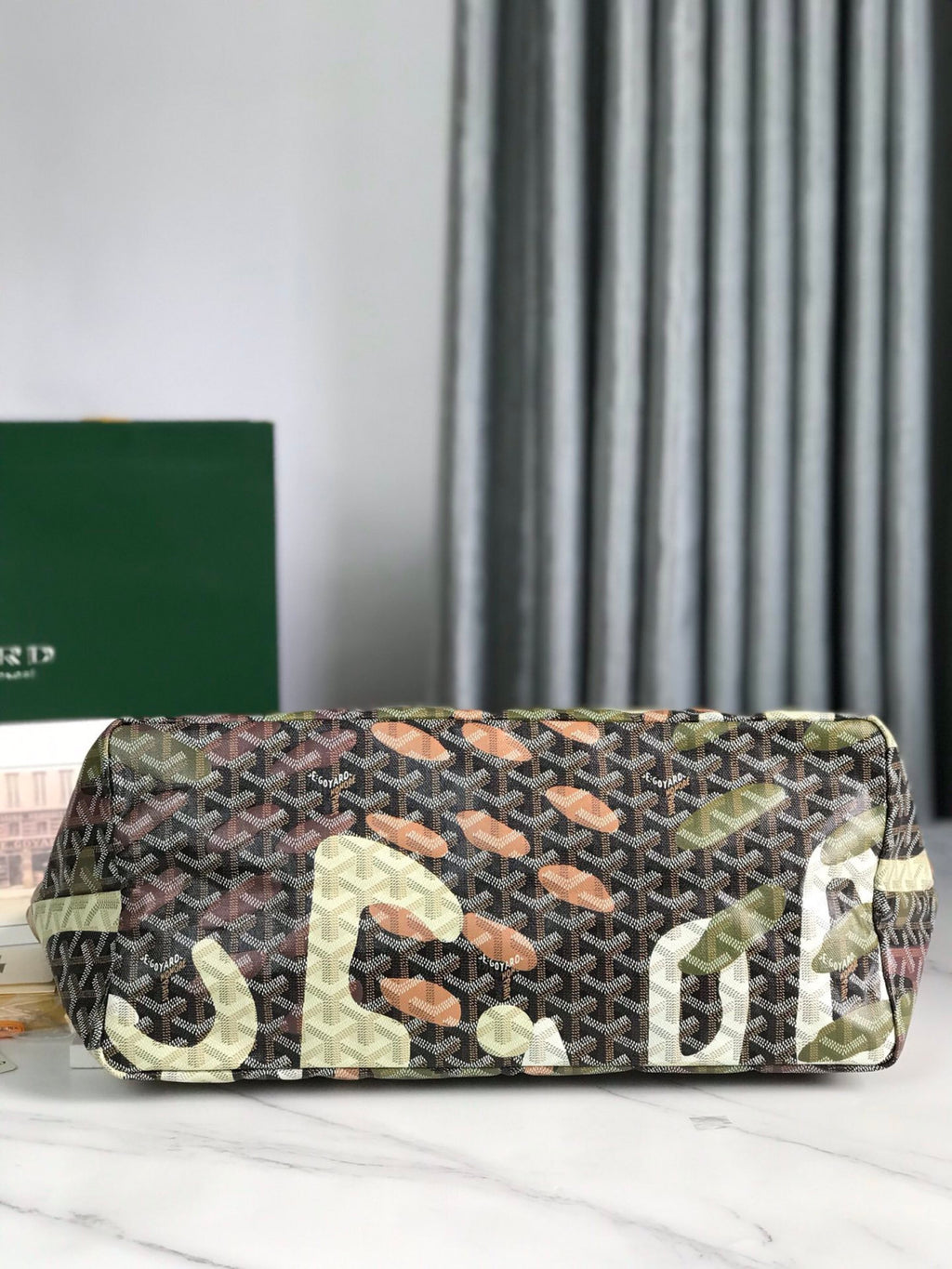 Goyard 170th Anniversary Special Limited Edition Three-tone Forest Green Saint Louis Large Tote Bag (canvas & Chevroches Calfskin) Bag Bags #196798