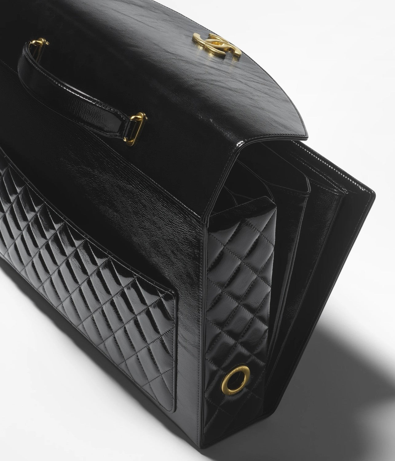 Chanel Advanced Handmade Series Briefcase Patented Wrinkled Lambskin Vintage Buttons #332642