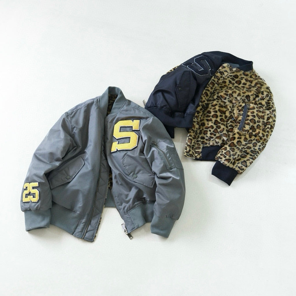 Supreme Men's Fall/Winter Fashion Casual High-Neck Zipper Leopard Print Faux Suede Nylon Fabric Air Force Jacket #79527