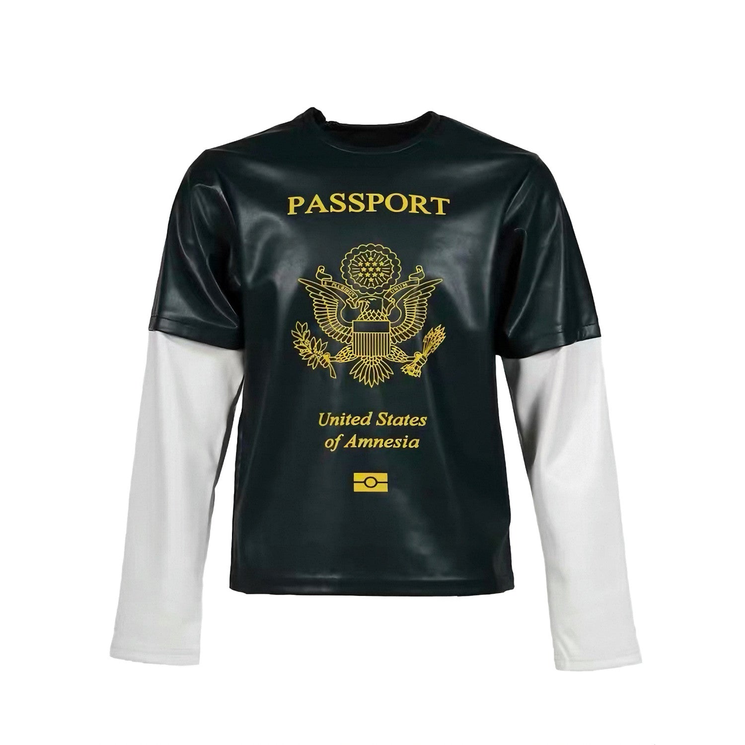 Mowalola Opium Passport Passport Fake Two Pu Leather Long Sleeve Central Cee Same Men Women Fashion High Street T-shirt Tops Ngvp #2238