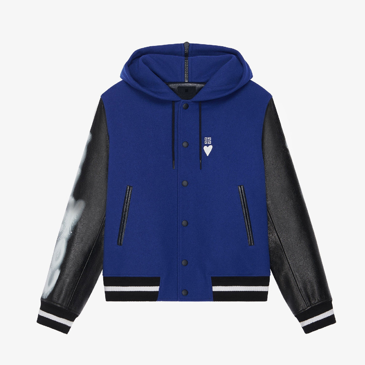 Givenchy Men's Spring And Autumn Fashion Casual Graffiti Colorblocking College Style Leather Baseball Clothing Wool Jacket Coat Ngvp #98226