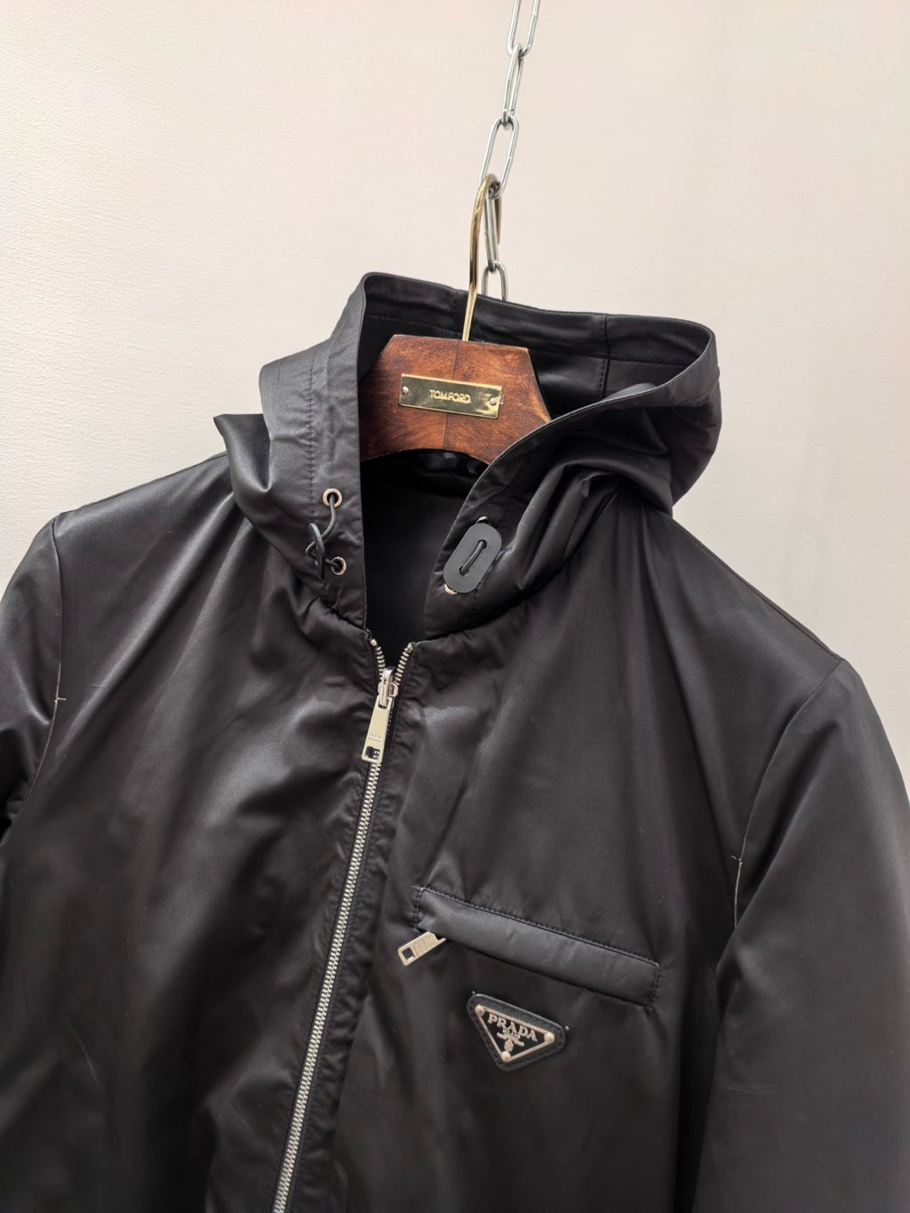 Prada Men's Autumn/Winter Solid Color Reversible Nappa Leather and Re-Nylon Waistcoat Jacket #77778