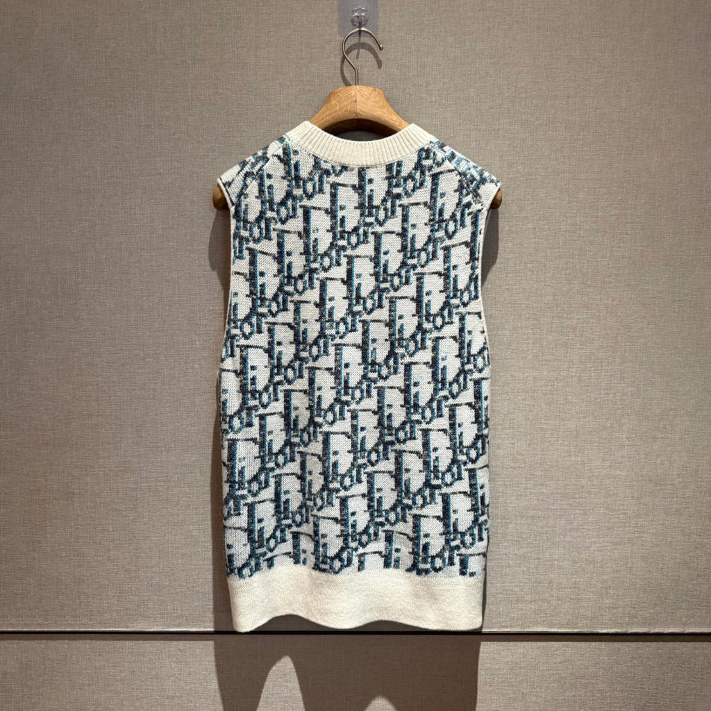 Dior Men's And Women's Spring/Summer Fashion Casual Letter Print Round Neck Sleeveless Wool Knitted Vest Sweater #78297