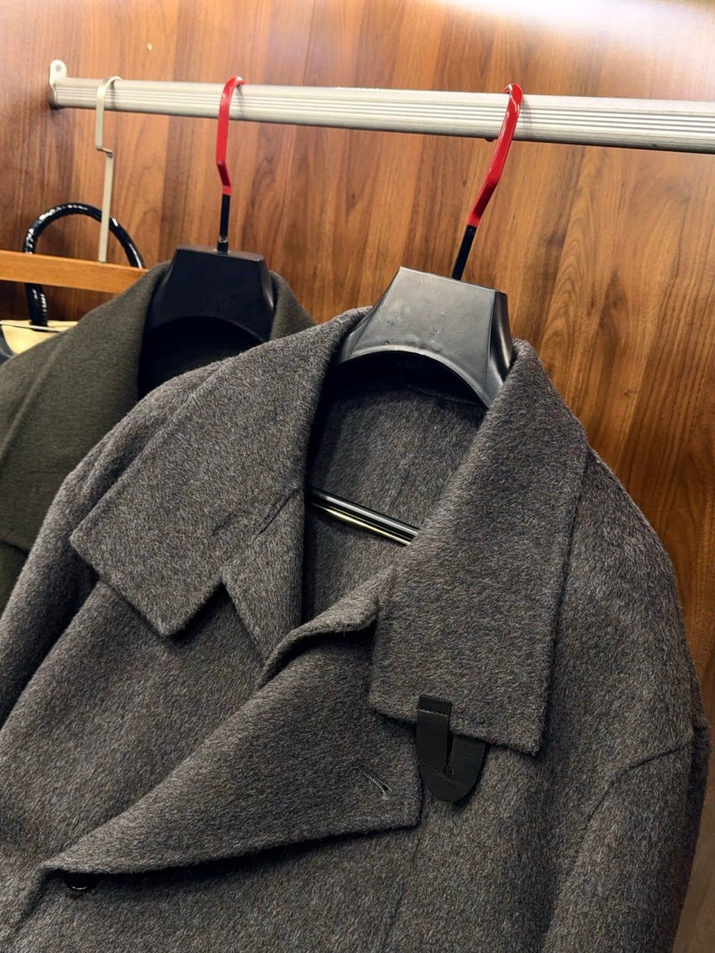 Hermes Men's Large Lapel Wool Slightly Wide Version Long Cashmere Coat #333099