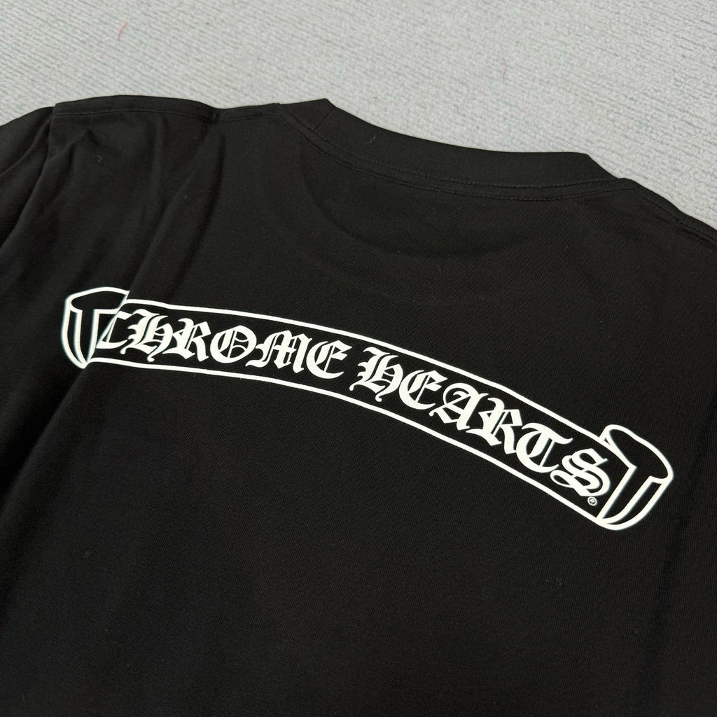 Chrome Hearts Men's Summer Solid Color Sanskrit Print Round Neck Cotton Short Sleeve T-Shirt #77169