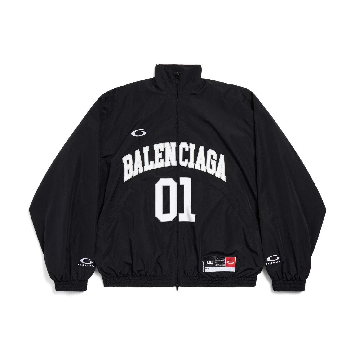 Balenciaga Basketball Series Men's Spring And Fall Black Technology Poplin Sports Zipper Long Sleeved Jacket #75789