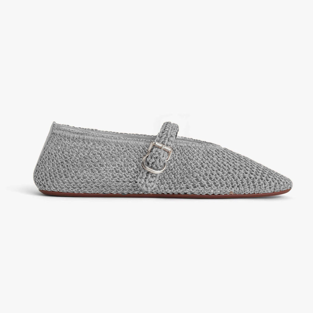Alaia Ballet Flats In Knitted Lurex Women's Summer Solid Color Round Toe Fashion Modern Buckle Flats  Shoes Ngvp  #1635