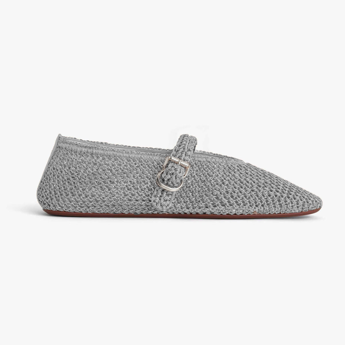 Alaia Ballet Flats In Knitted Lurex Women's Summer Solid Color Round Toe Fashion Modern Buckle Flats  Shoes Ngvp  #1635