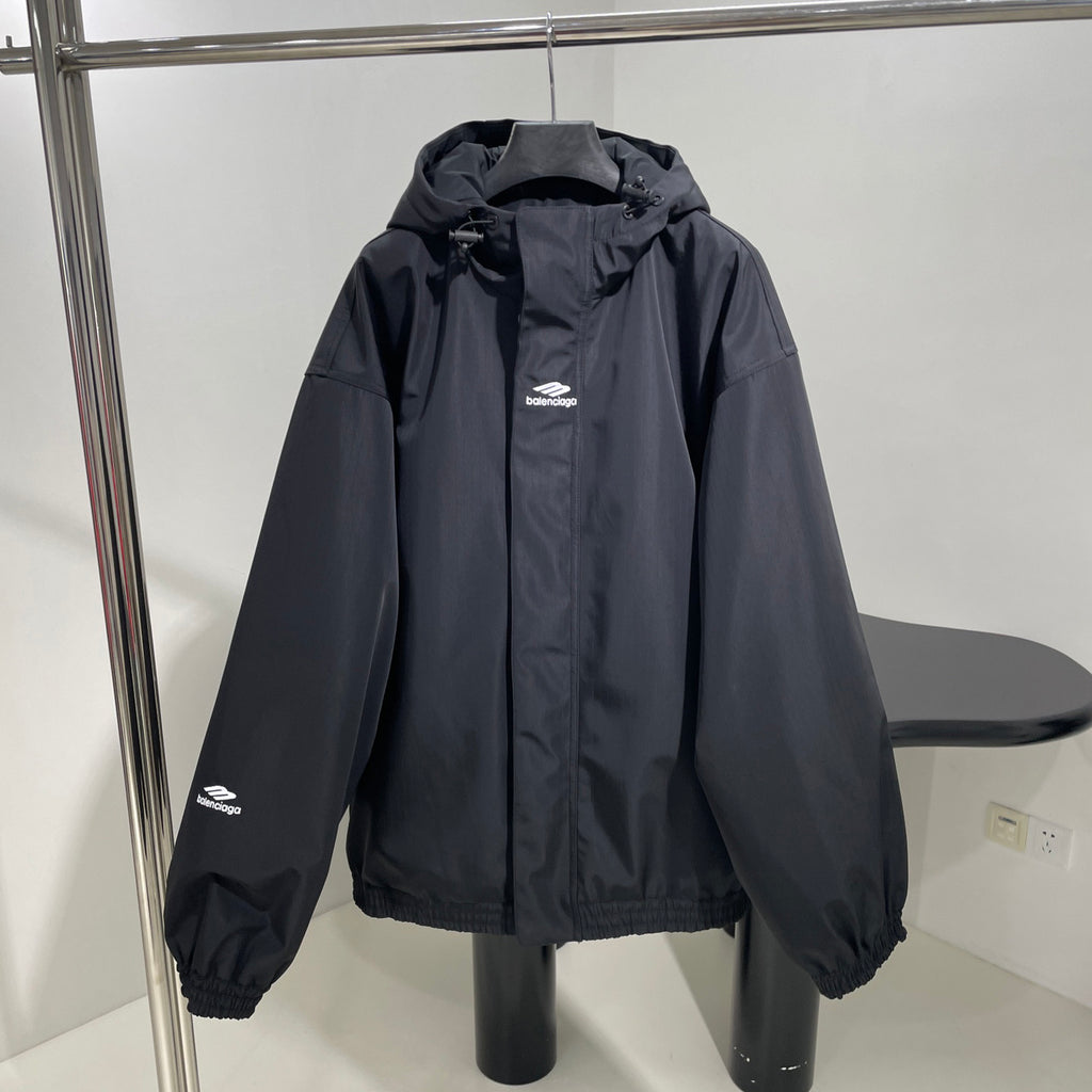 Balenciaga Men's Fall And Winter Composite Elastic Nylon Hooded Drawstring Zipper Long Sleeved Ski Jacket Waist Tie Ski Pants Suit Set #74285