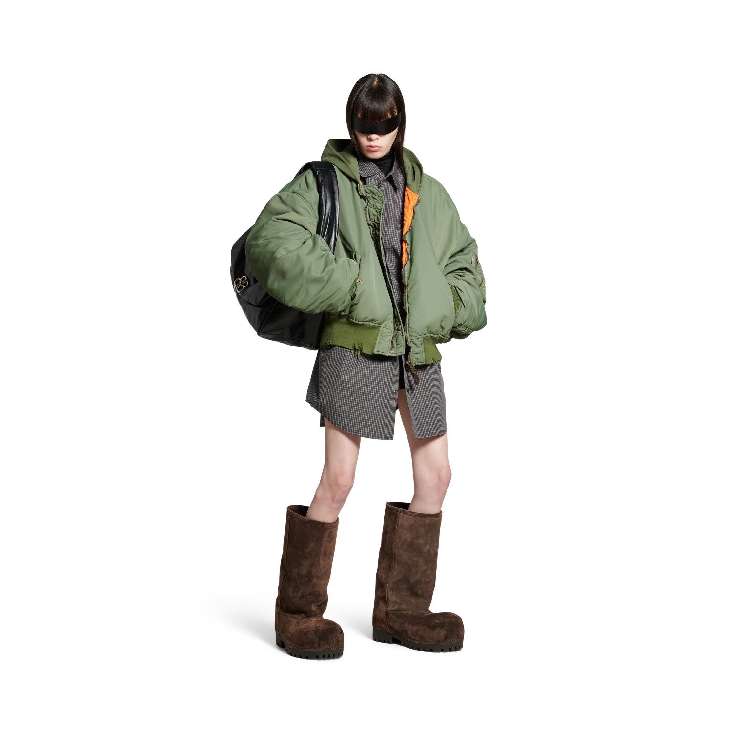 Balenciaga Men's Fall/Winter Dark Green Hooded Loose Zipper Long Sleeve Bomber Jacket Ngvp #9465