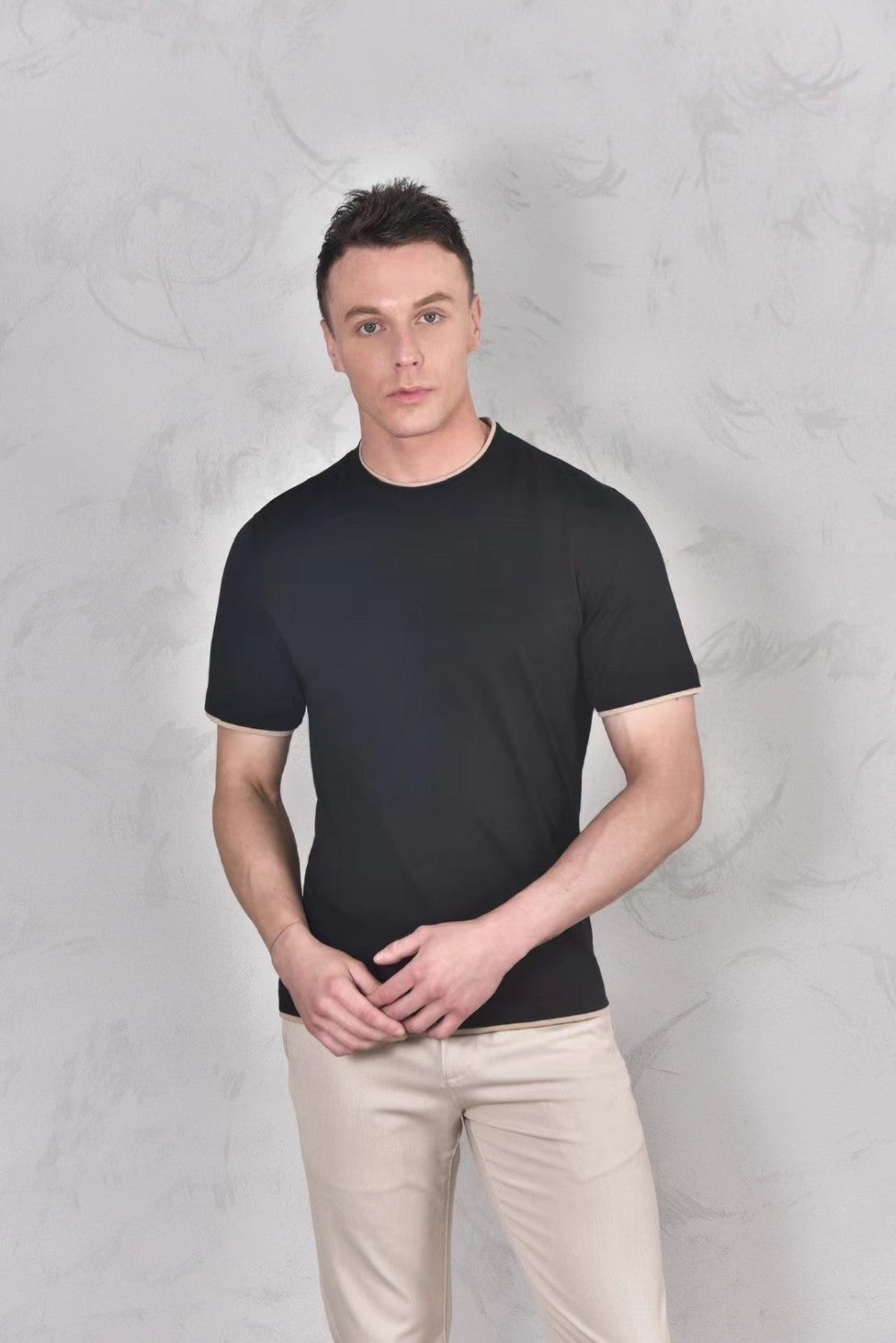 Brunello Cucinelli Men's Spring And Summer Fashion Trend Color Blocking Classic Short-sleeved Comfortable Positive Shoulder Round Neck T-shirt Tops #99379