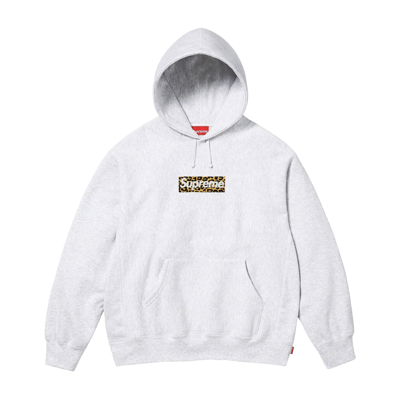 Supreme Men's and Women's Autumn/Winter Shanghai Opening Limited Collection Leopard Print Box Logo Grey Hooded Sweatshirt #99441