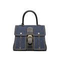 Delvaux Brillant Trench Women's Outer Stitching Solid Color Denim Patchwork Leather Tote Shoulder Bag Bags #76452