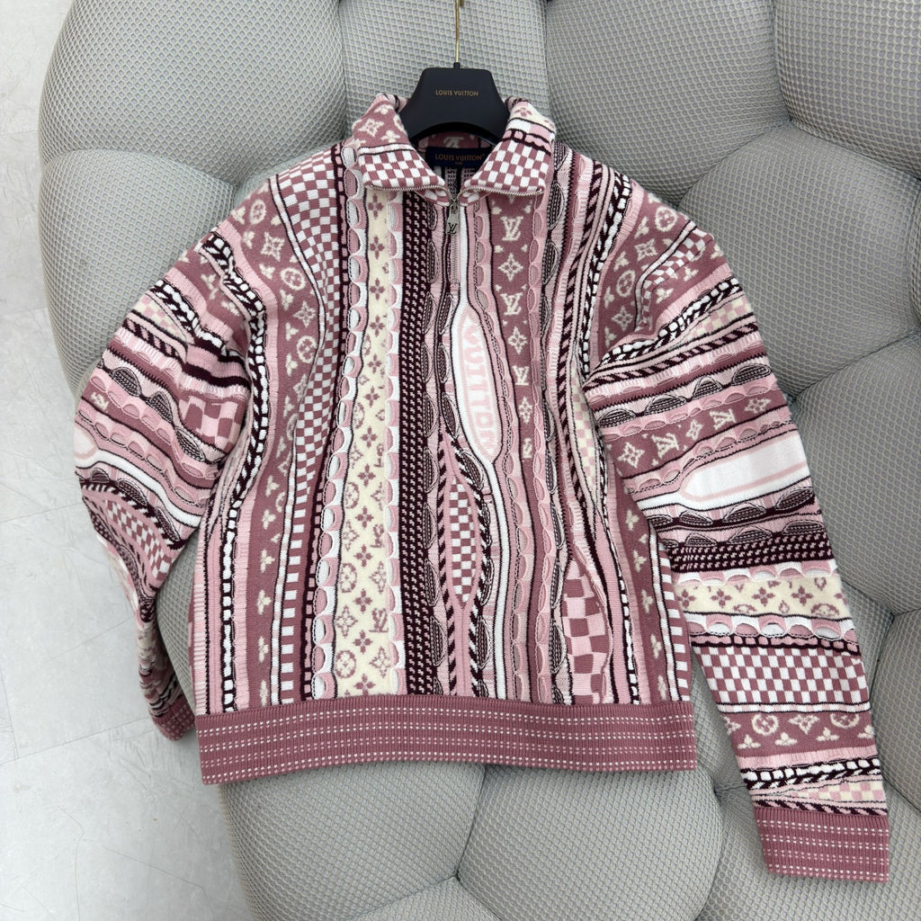 Louis Vuitton Men's Spring/fall Fashion Casual Jacquard Pattern Half zip High neck Pullover Sweatshirt #78482