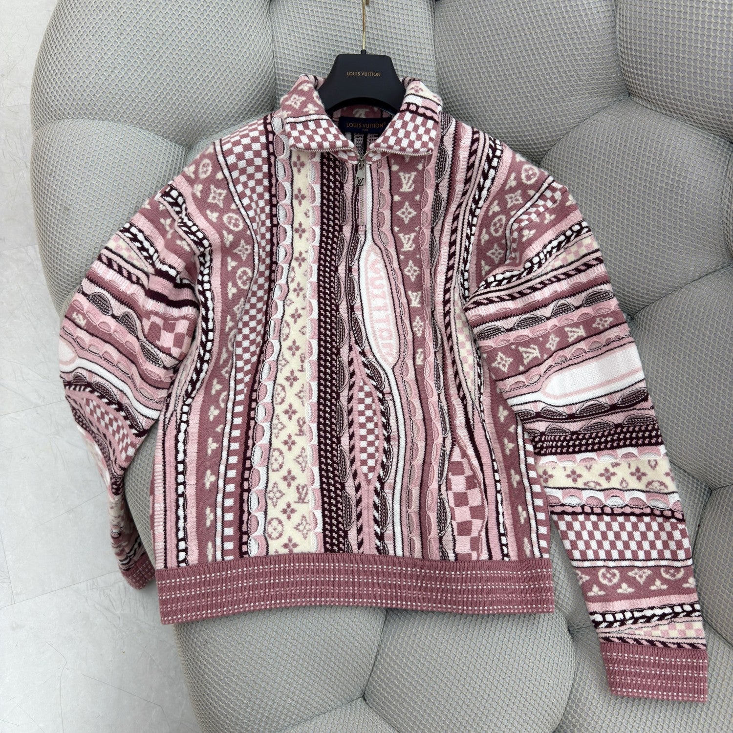Louis Vuitton Men's Spring/fall Fashion Casual Jacquard Pattern Half zip High neck Pullover Sweatshirt #78482