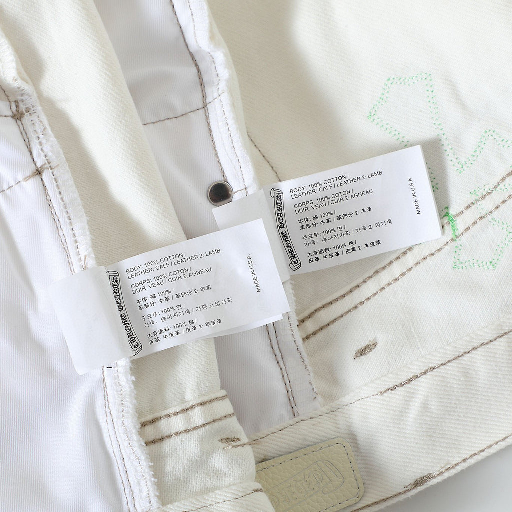 Chrome Hearts Graffiti White Denim Jeans Pants #96784