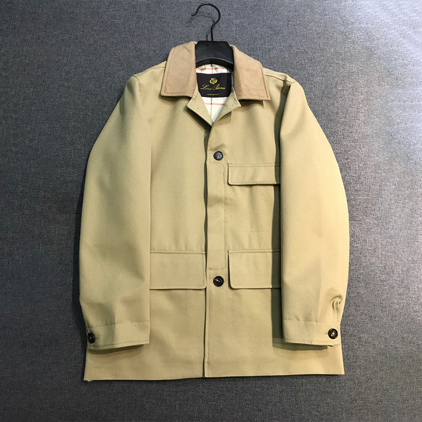 Loro Piana Men's Fall And Winter High-end Business Casual Trench Coat Jacket Lapel Single-breasted Cotton Trend Jacket Ngvp #2483